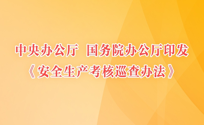 中共中央办公厅　国务院办公厅印发《安全生产考核巡查办法》